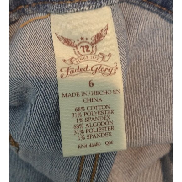 Faded Glory Button Front Denim Mini Skirt Size 6 Faded Mid Rise Stretch Boho - Picture 6 of 7